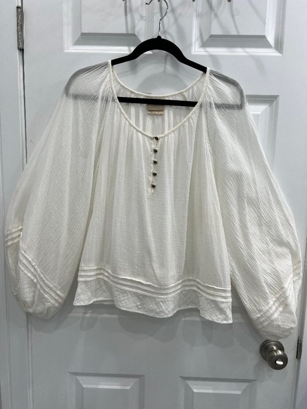 "Vanessa Virginia" brand, flowing off-white blouse, size small